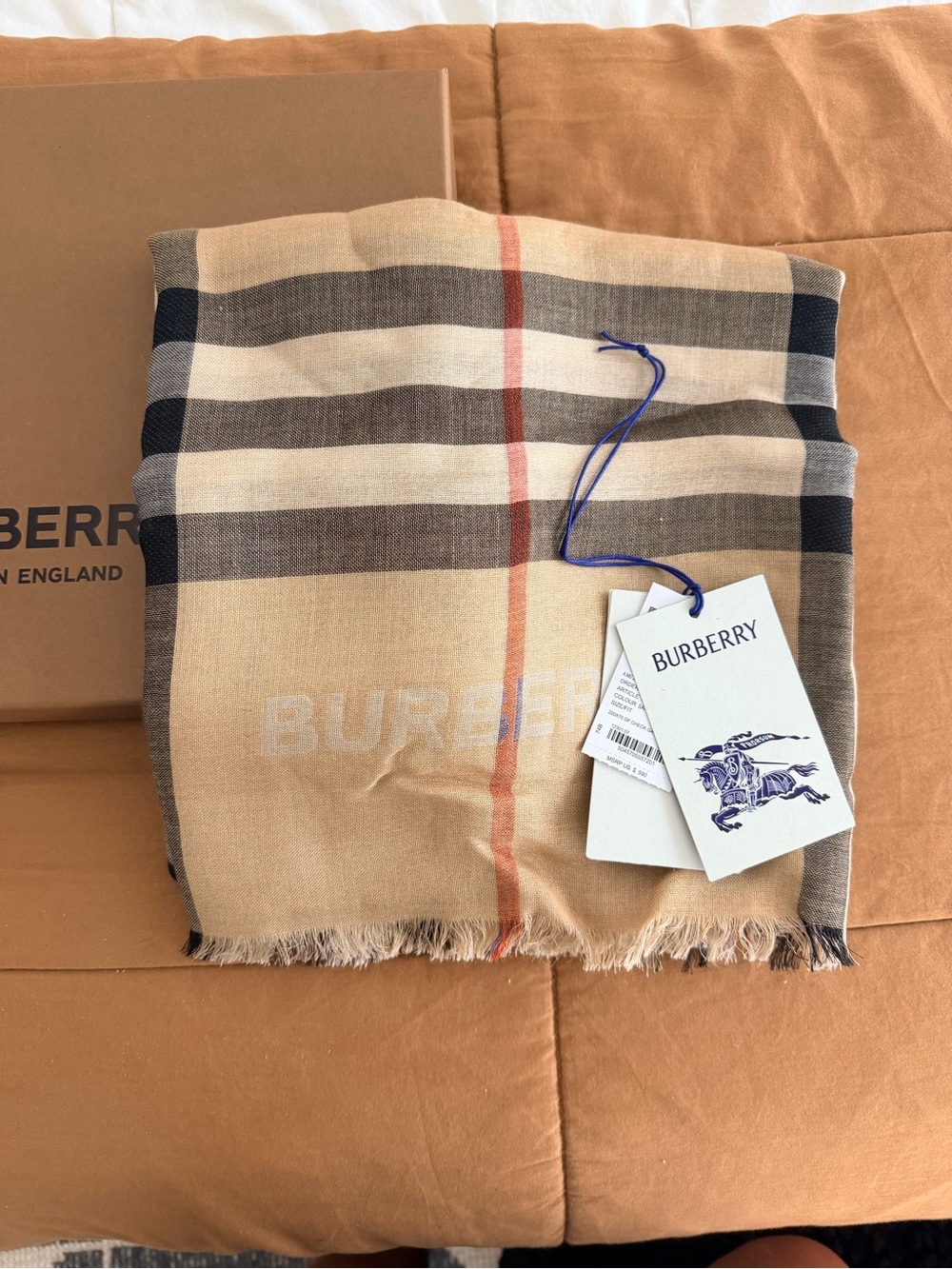 Burberry Beige, Black and Cream Classic Check Scarf